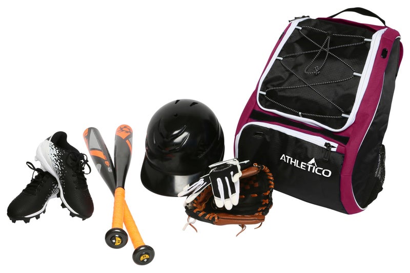 Athletico Baseball Bat Bag - Backpack for Baseball, T-Ball & Softball Equipment & Gear for Youth and Adults | Holds Bat, Helmet, Glove, & Shoes |Shoe Compartment & Fence Hook (Maroon) - Image 3